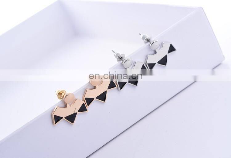 Gold and silver plated expoy fan-shaped triangle geometry stud earrings