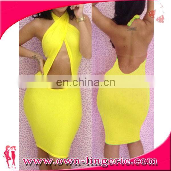 Sexy neck halter backless punk clothing women gothic clubwear bodycon mini dress