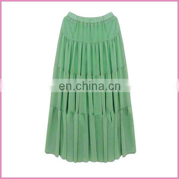four fold Bohemian style colorful long pleated skirt
