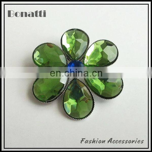 2013 newest turquoise crystal brooch with green rhinestone