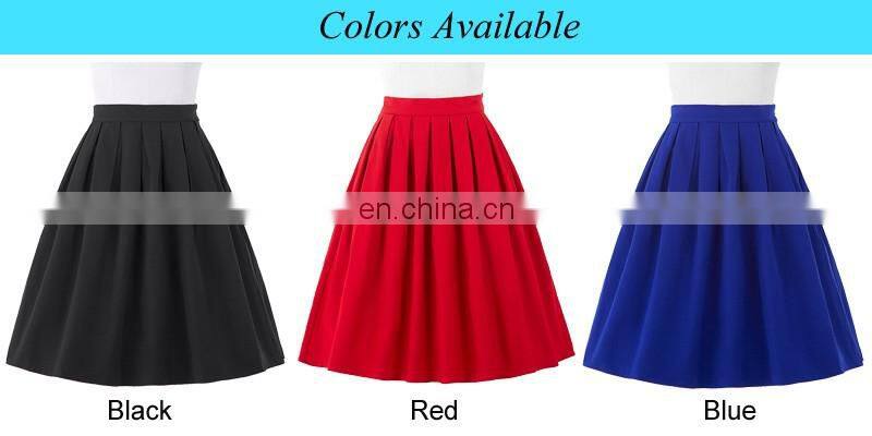 Belle Poque Women Midi Skirt 2016 Blue Vintage Skirts Pinup Skirt BP000154-3
