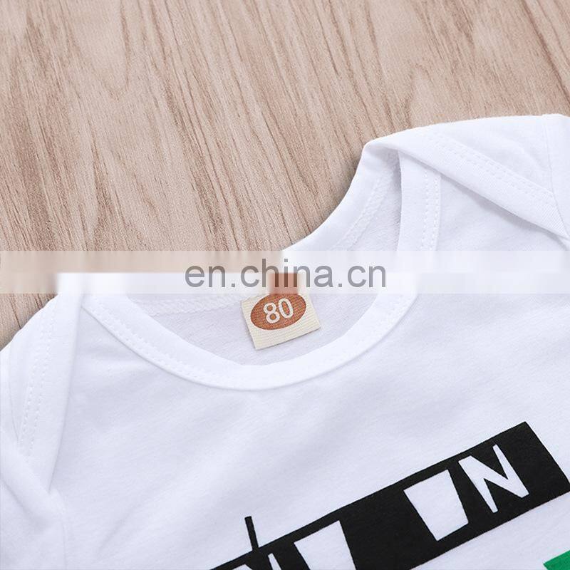 2019 Summer boys beach Clothing Sets kids letter white tshirt top & flower print shorts 2pc set