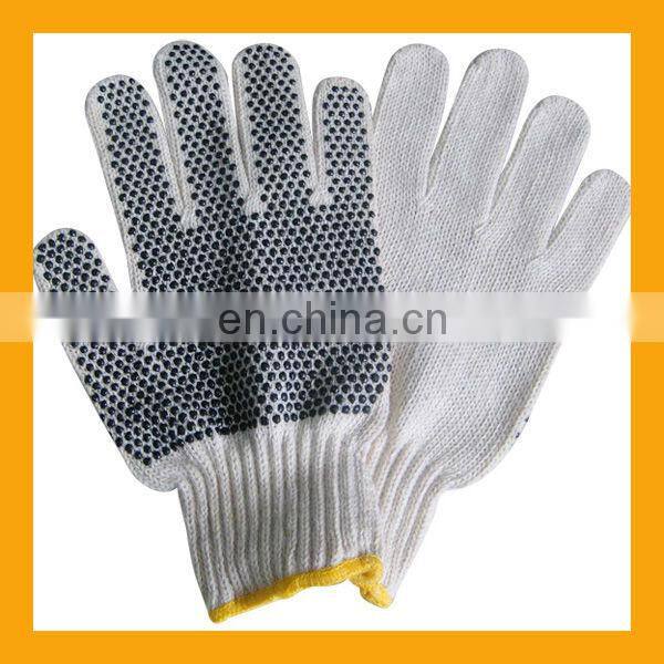 Cheap Single Side PVC Dotted White Polycotton Gloves