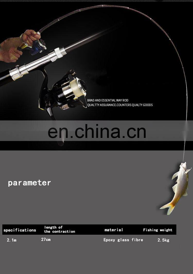 Fiber glass pen rod set 2.1m fishing rod kit telescopic traveling mini fishing rod for stream river sea fishing