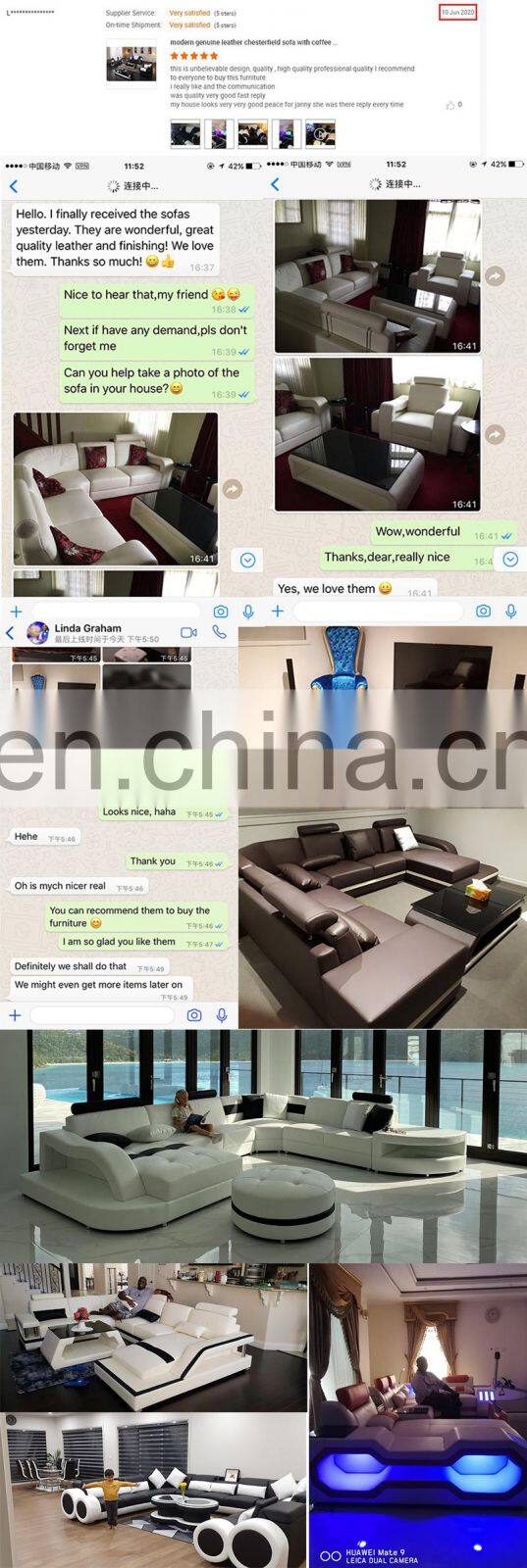 modern white leather sectional sofa set furniture coffee table tv stand sofa living room furniture with led light