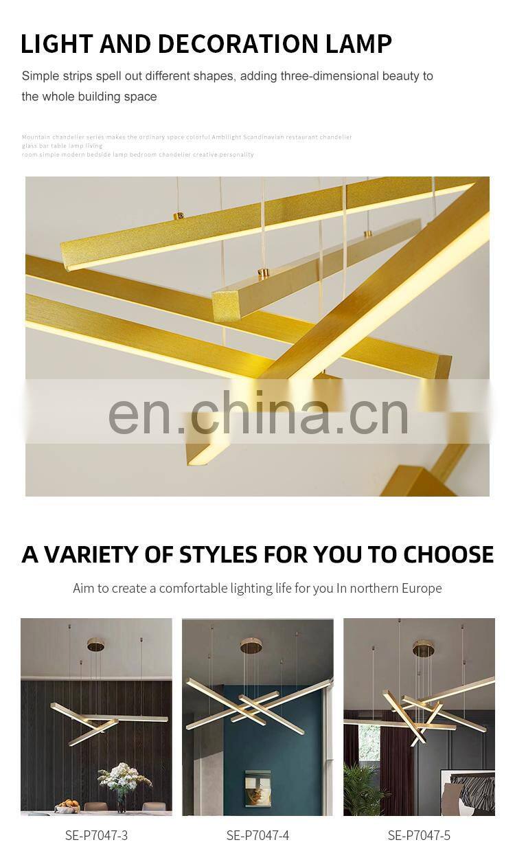 New Design Gorgeous Decoration Indoor Living Room PC Iron Aluminum Gold Modern LED Chandelier Light