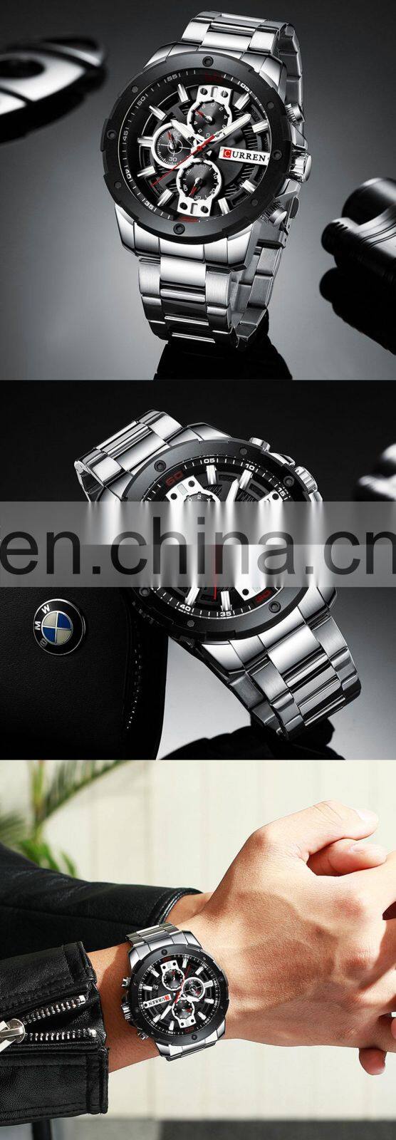 CURREN 8336 Men Chronograph Quartz Fashion Watches 3atm Waterproof Japan Movt Stainless Steel Big Dial Wrist Watch