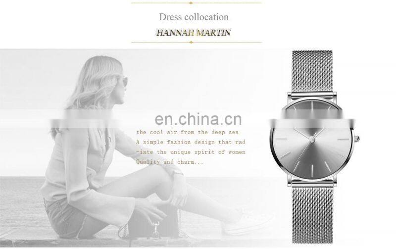 Hannah Martin CC36 Luxury Ladies Quartz Movement Watch Women Stainless Steel Chronograph Wristwatches Business Watch