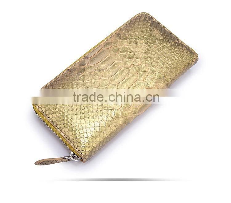 Custom Logo Lady Luxury Genuine Python Snake Skin Leather Clutch Bag Wallet for women