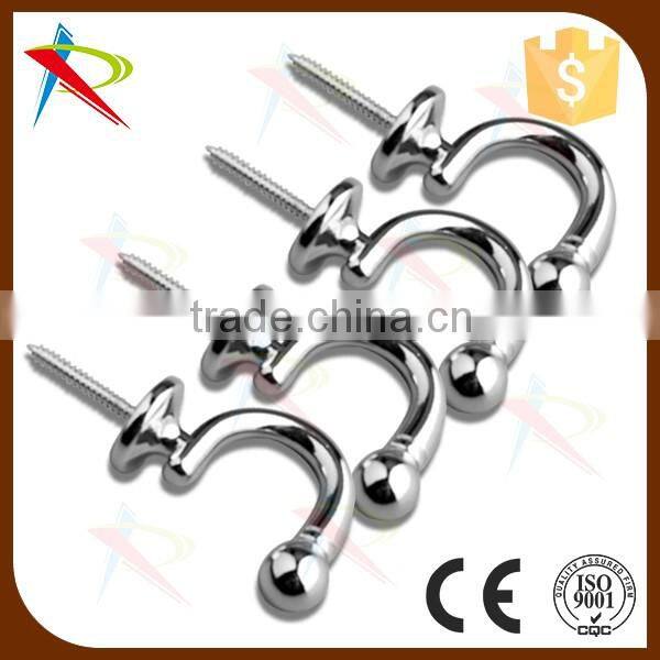 Fancy & Decorative quality magnetic chrome ball end curtain tieback/tassel hooks /drapery hooks