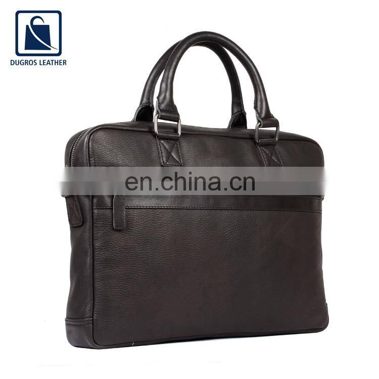 Fashion Style Elegant Design with Matching Stitching and Zip Closure Men Genuine Leather Laptop Bag
