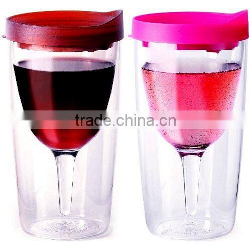 Hot Sale Double wall plastic wine mug with novel disgn
