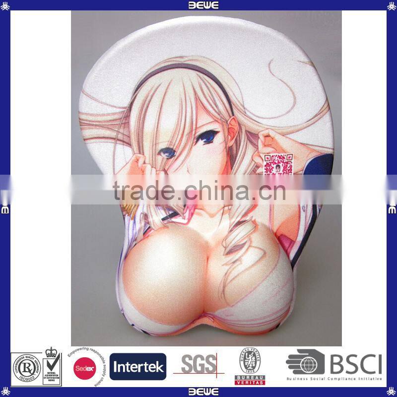 made in China good quality custom design colorful OEM breast gel wrist rest mouse pad