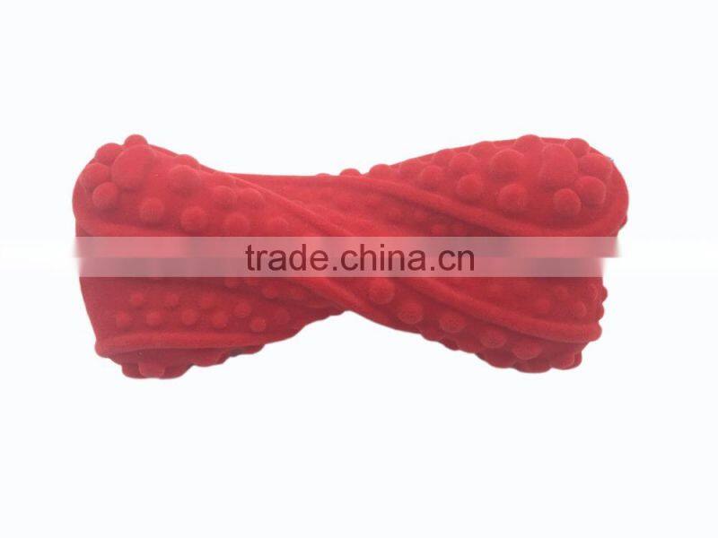 cheap bone shaped flocking vinyl pet dog squeaky chew toy