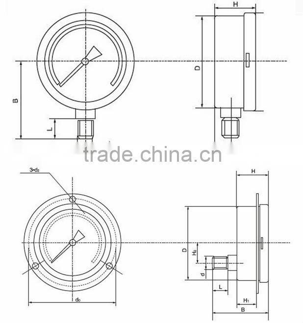 Low price stainless steel pressure gauge manometer
