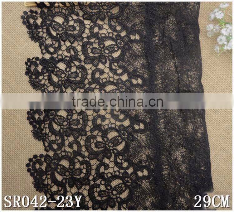 European Style Single Side Black 29cm Clothes Fashion Embroidery Water Soluble Lace