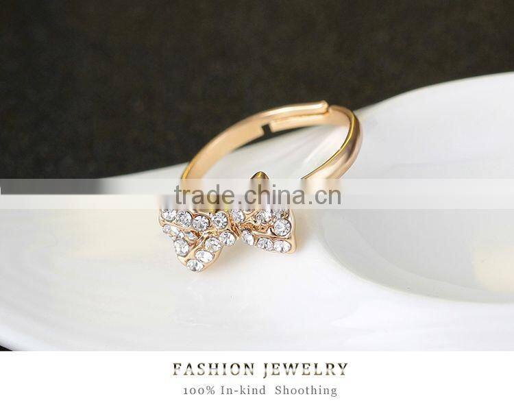 Fashion Popular Pearl Full Rhinestone Bowknot Crystal Earrings Necklace Bangle Ring Jewelry Sets Wholesale