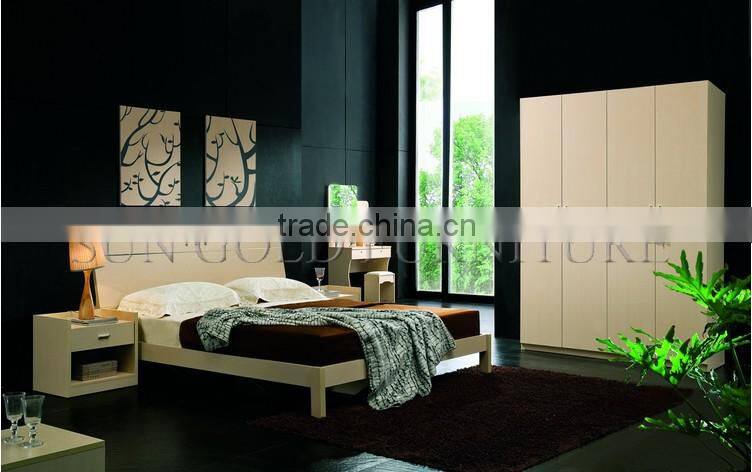 latest double bed designs wooden bed picture(SZ-BT008)