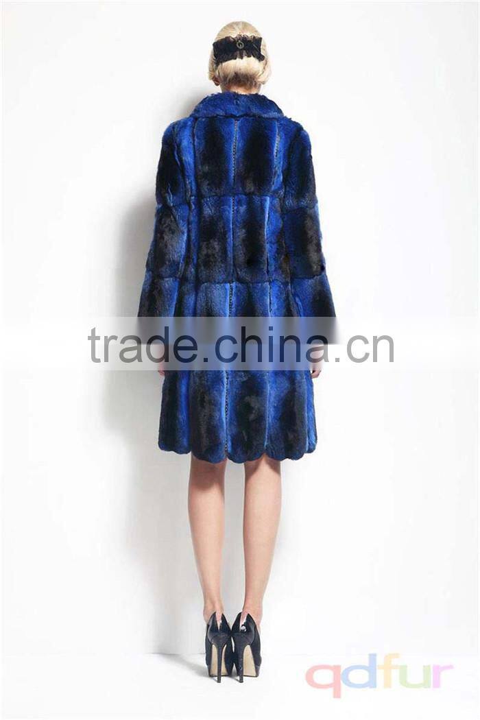 QD30090 star blue sexy cool women long black velvet coat