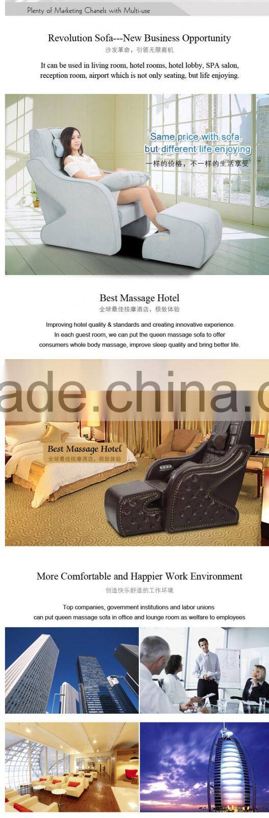 Leisure 3D massage sofa with seperate foot massage stool and ottoman