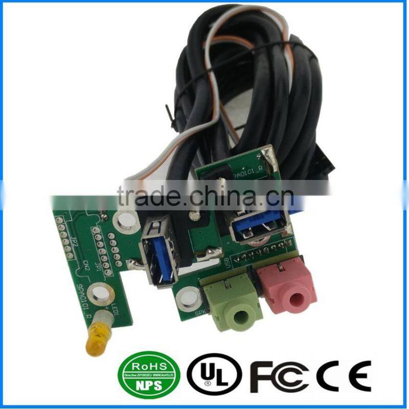 Dual Mainboard Dual USB3.0 Port LED Light HD Audio I/O PC Case Panel with Cable