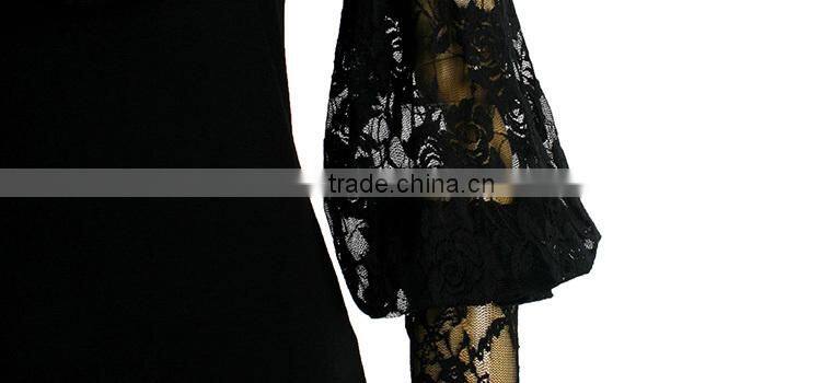 T-290 Elegant Gothic Rose Lace Long Rock T-shirt With Gloves
