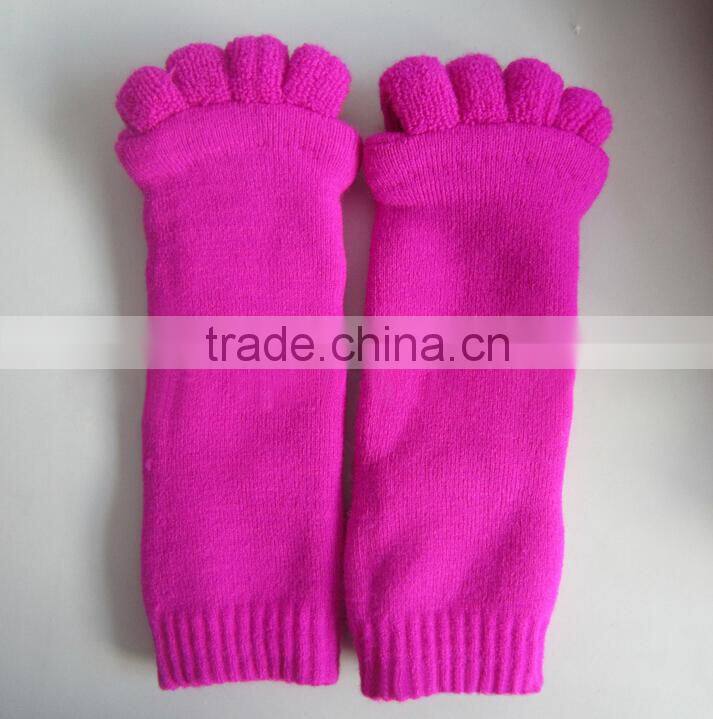 comfortable full terry knitting breathable sport seperate five toe socks for pedicure