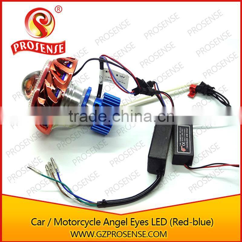 Car/Motorcycle COB devil eye projector headlight (Red-blue)