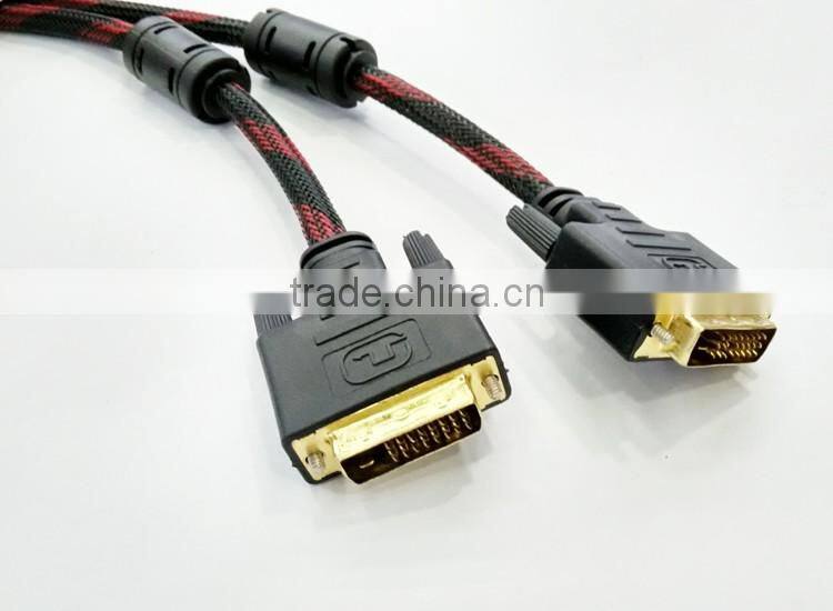 Manufactuer supplier nylon braided dvi cable for gameplayer monitor