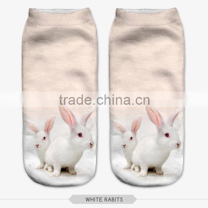 fashion cute puppy wear high quality 3d digital full print colorful ankle socks sports unisex custom hot sale stretch spandex