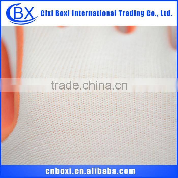 Comfortable orange&white durable safety glove,nylon sandy nitrile glove