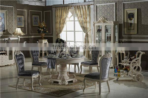 Noble treasures elegant french style dinging table and chair set with cabinet / french royal round table CZ102