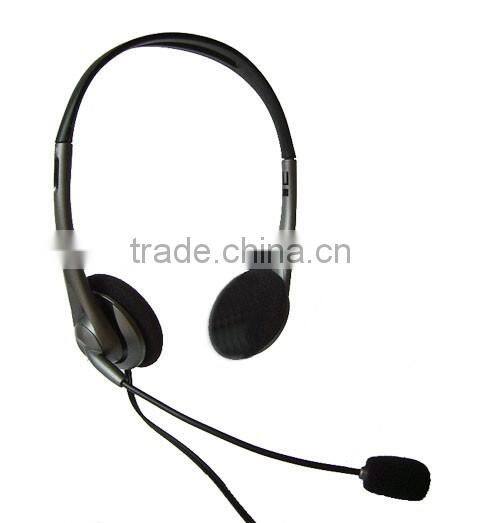 Lightweight Call Center Cheap Headset with Rotary adjustable Microphone for PC computer Skype QQ