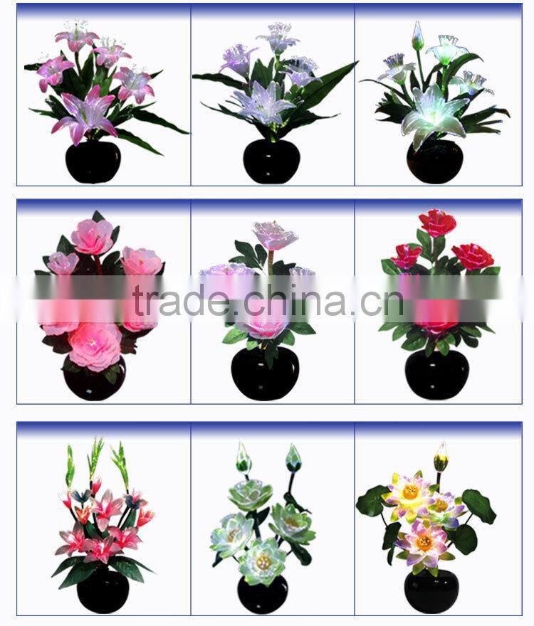 Party supplies color changing optical fiber christmas flower with led