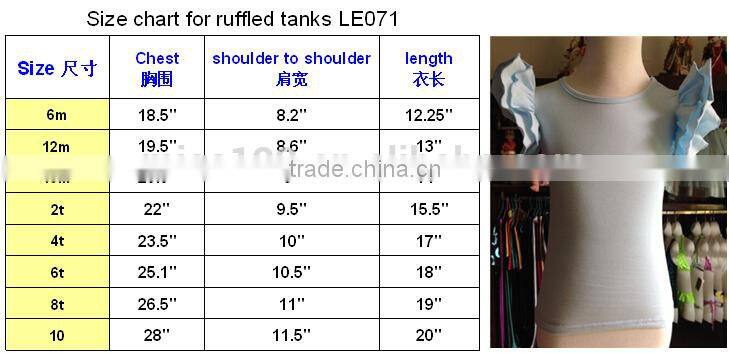 2015 hot sale kids double ruffled tank tops high quality girls ruffle shirts wholesale baby ruffle top