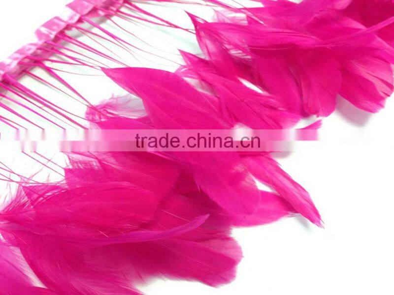 Stripped brown Coque Tails Fringe rooster feather trim