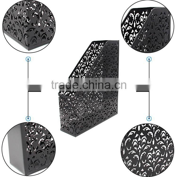 Wholesale embossing 1 compartment wrought iron office desk file magazine rack