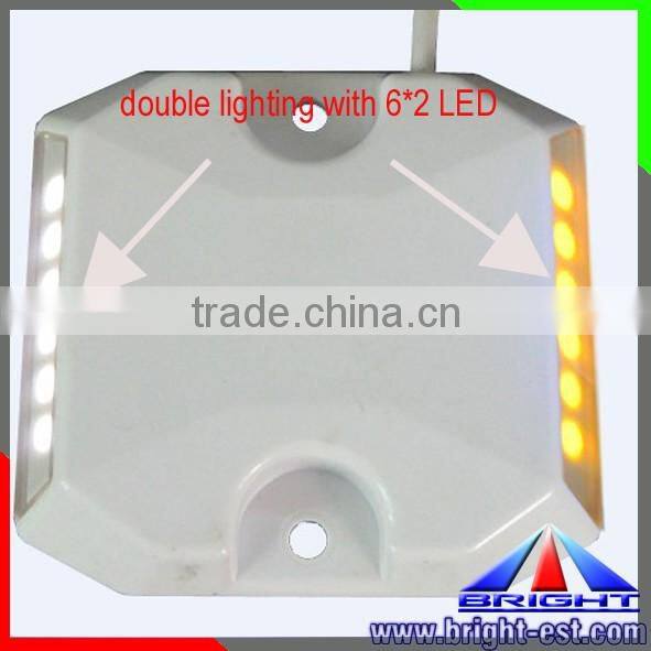 Wired road studs for constant or fiash traffic solar light 12v double lighting with 6*2led
