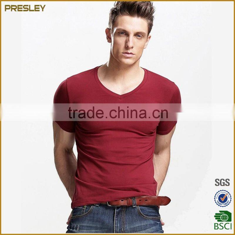 Hot sale Men's short sleeve slim fit gym t shirts softextile cotton solid color t shirts