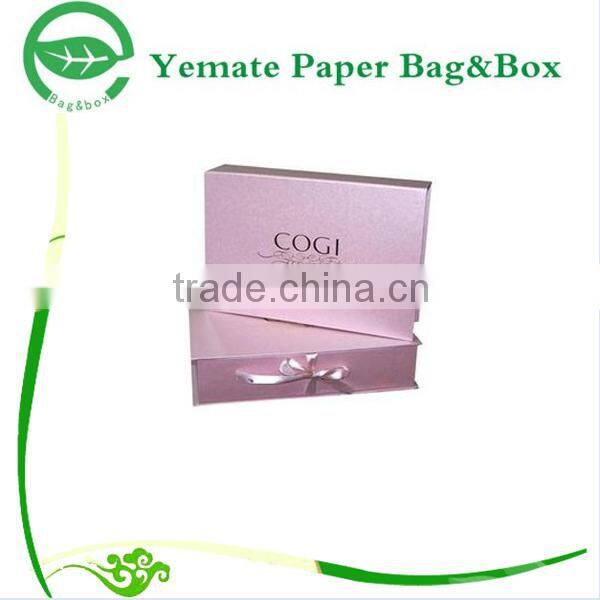 high quality custom made pink color printed hinged cardboard cosmetic packaging box, cardboard gift box with lids