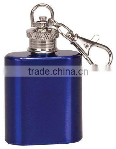 1oz. Stainless Steel Flask Keychain - Blue
