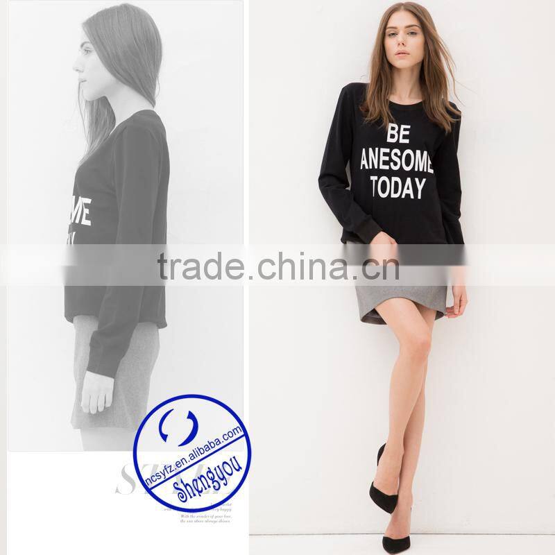 high quality fashion custom womens printed sweatshirt wholesale clothing
