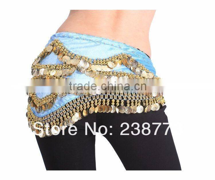 2016 New designs cheap belly dance sequin coin belts belly dancing costume hip scarf for women 13 colors available