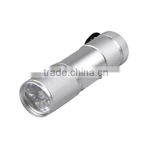 Cheap aluminum 9 led flashlight with white box packing