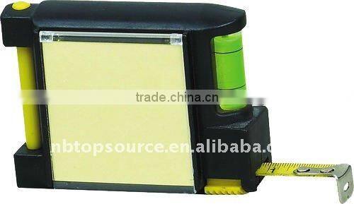 Mini Cheap Plastic Portable Tape Measure with sticky notepad pen spirit evel for promotion