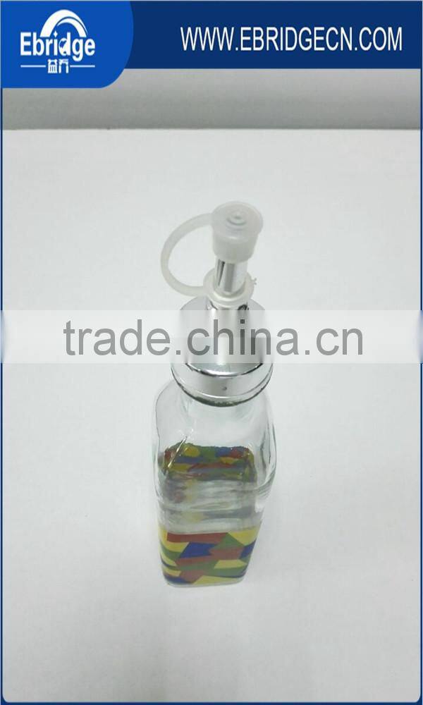 500ml glass decal or coloured cooking oil bottle with metal lid