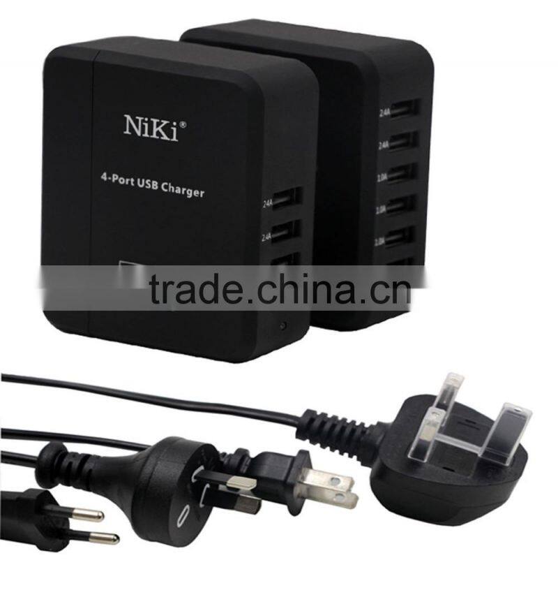 Travel 4 Ports 6.8A USB Hub Wall Charger for Tablet,iPad,Mobile Phone