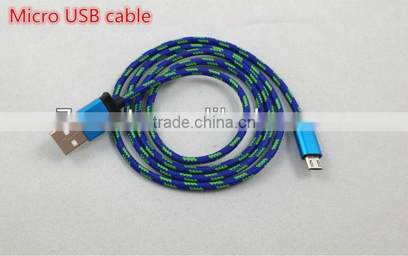 Newest Colorful Metal Shell Braided Micro USB Charger Cable Cord for all smart phone
