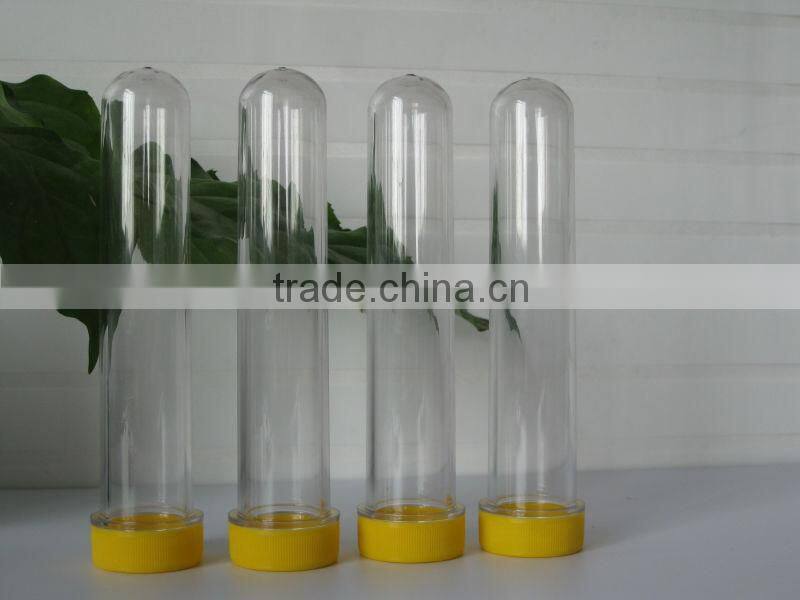 transparent test tube with screw cap /plastic test tube for sale