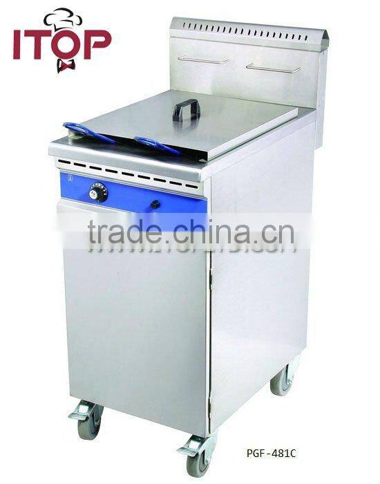 Single tank 48L stainless steel with cabinet gas industrial deep fryer